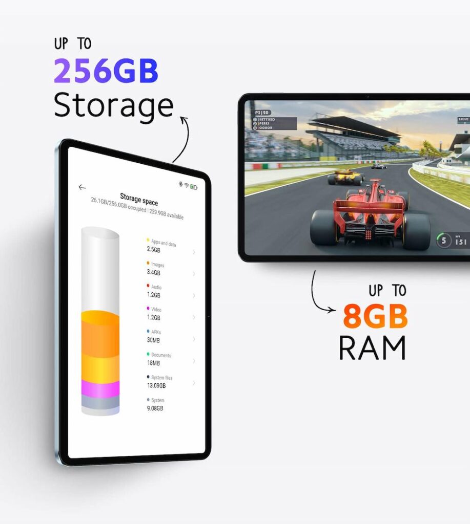 Xiaomi Pad 6 offers 256gb storage 8 GB ram